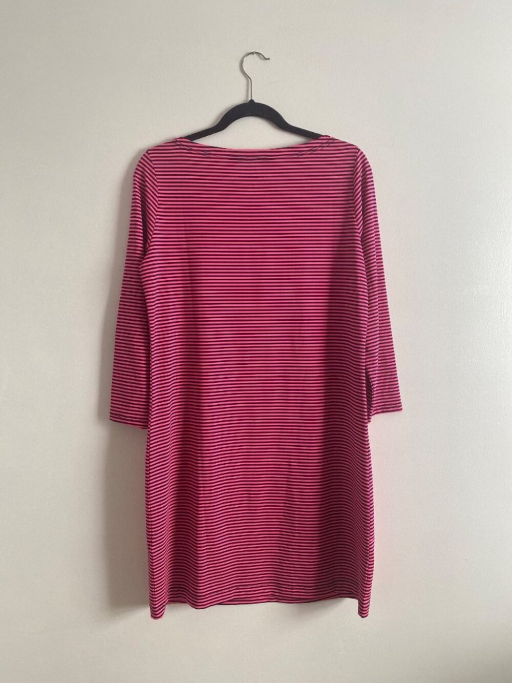 Vineyard Vines Sankaty Striped 3/4 Sleeve Dress Pink & Navy Polyester Blend M - Picture 5 of 6